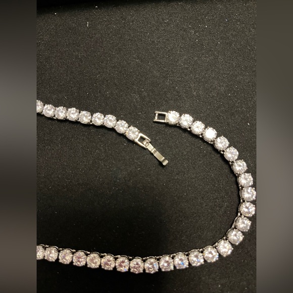 Tennis necklace choker CZ high end costume jewelry. - Picture 2 of 8